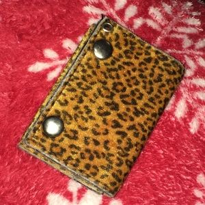 Fuzzy leopard wallet